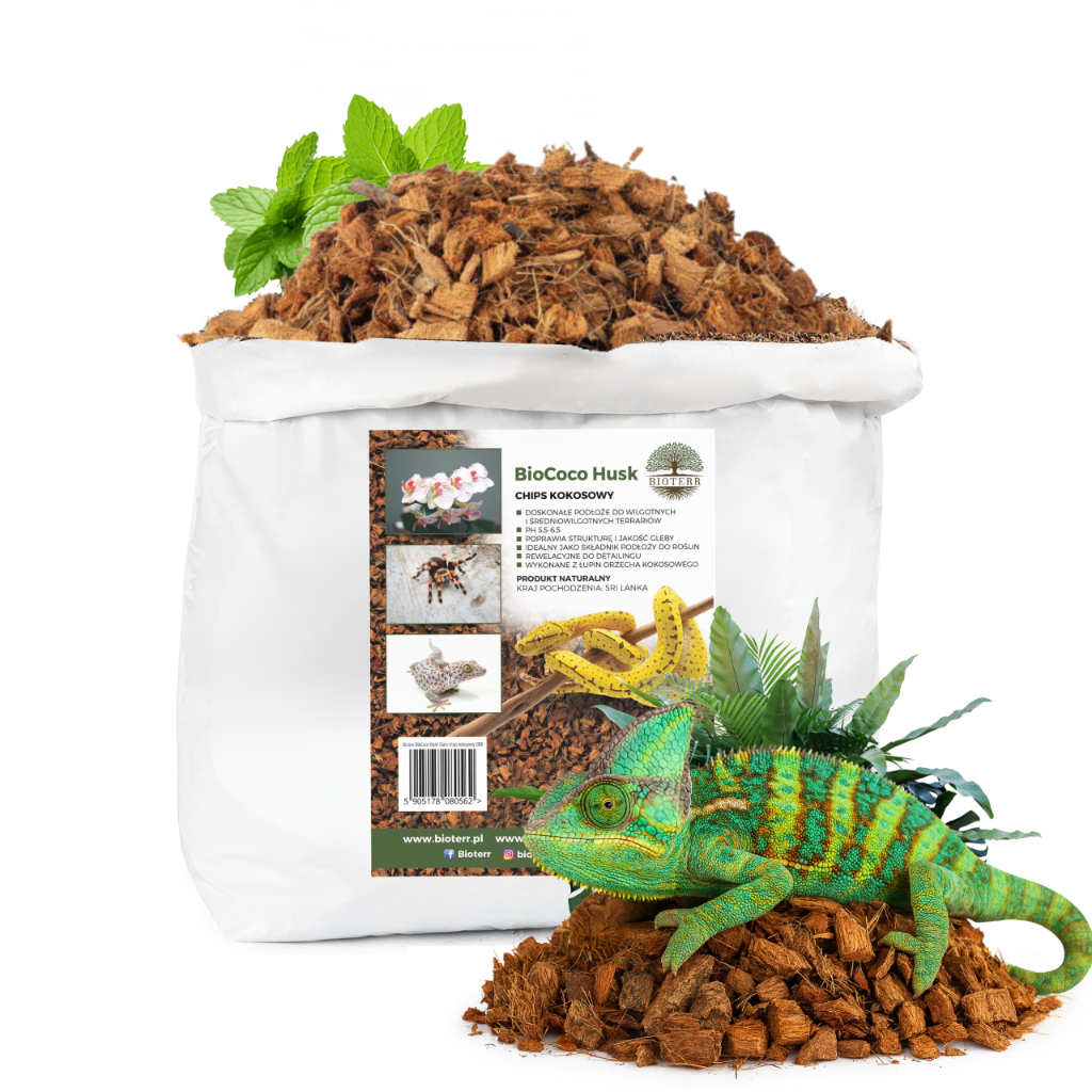 BioCoco Husk Giant Podłoże kokosowe chips 200L gotowe do użycia do terrarium