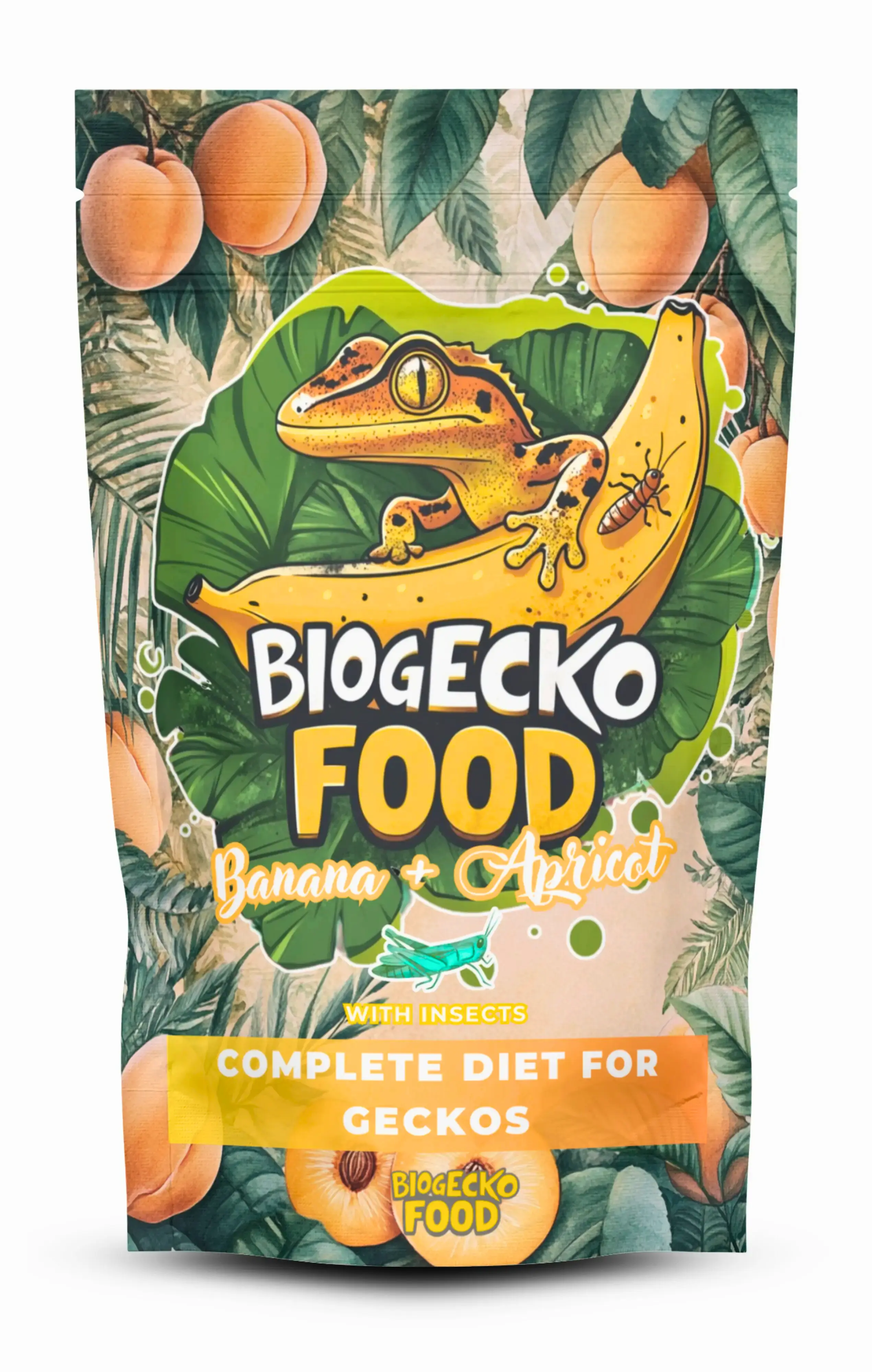 BioGecko Food Banana & Apricot- 100g - pełnowartościowy pokarm dla gekonów orzęsionych i innych jaszczurek BANAN-MORELA+OWADY
