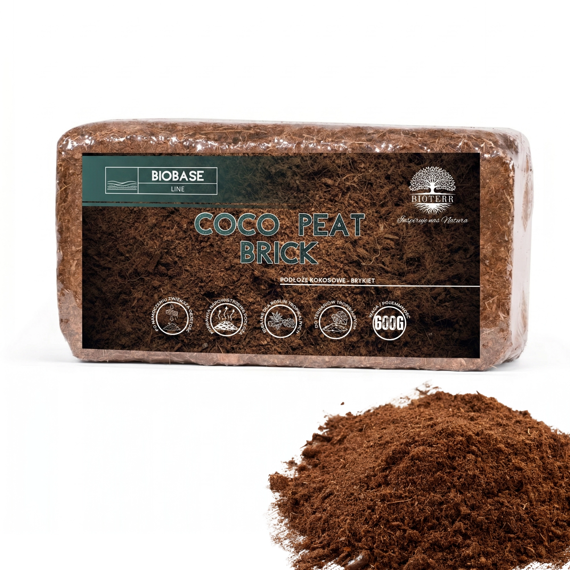 Włókno kokosowe brykiet 600 g | BioBase Coco Peat Brick